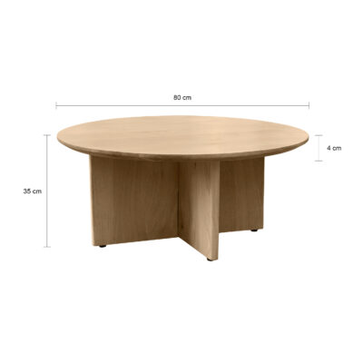 Ronde salontafel van FSC gecertificeerd mangohout in naturel kleur
