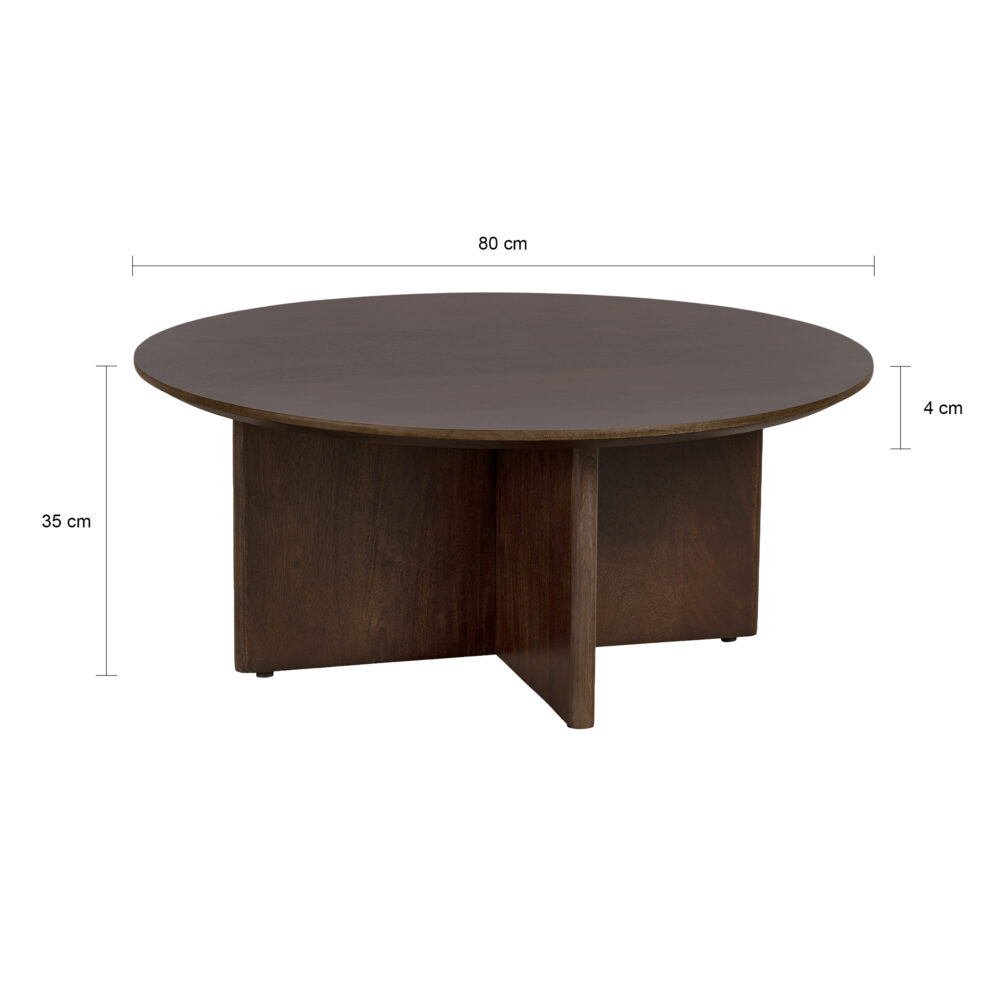 salontafel Lupe, Lupe salontafel, ronde tafel, ronde salontafel, tafel, FSC® gecertificeerd mangohout, houten salontafel, salontafel,