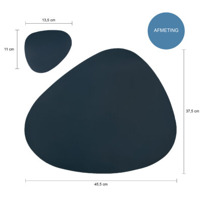 placemat donkerblauw, placemat donkerblauw met onderzetter, placemat, placemat PU leer, placemat met onderzetter,