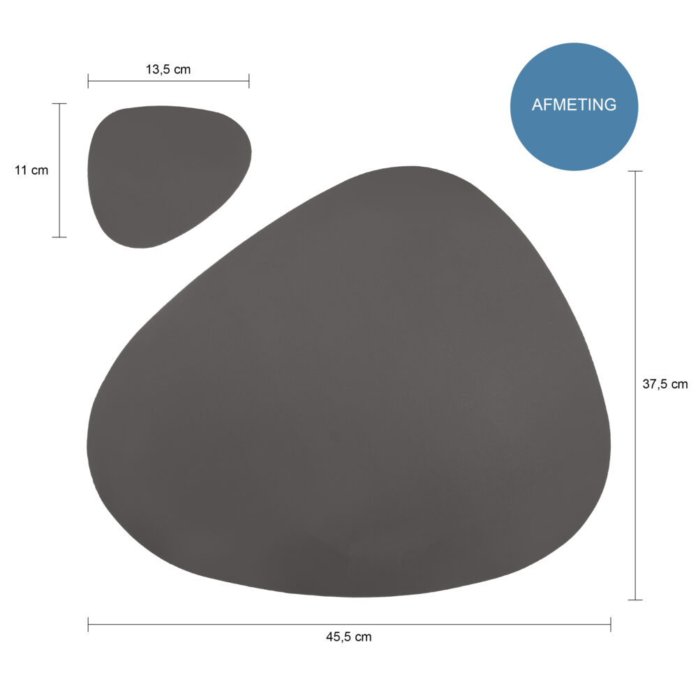 placemat donkergrijs met onderzetter, placemat donkergrijs, placemat, placemat PU leer, donkergrijs placemat