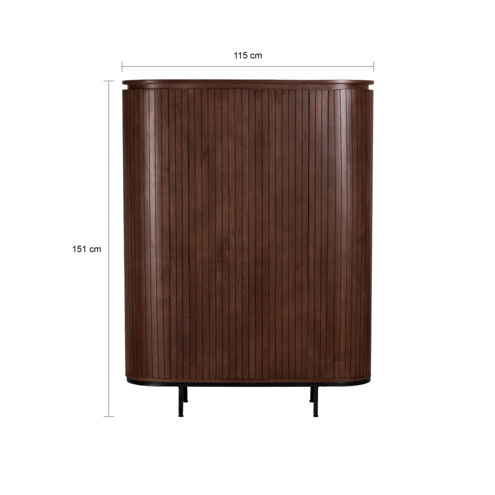 wandkast Louise, wandkast, bruine wandkast, houten wandkast, kast, Bruine opbergkast