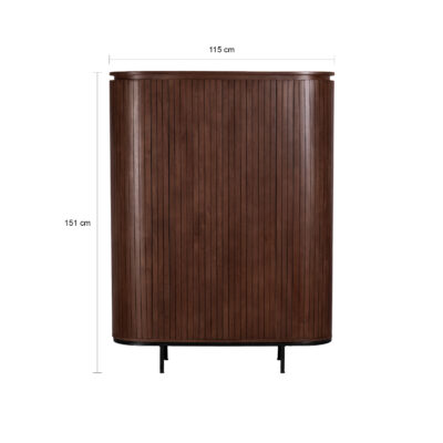 wandkast Louise, wandkast, bruine wandkast, houten wandkast, kast, Bruine opbergkast