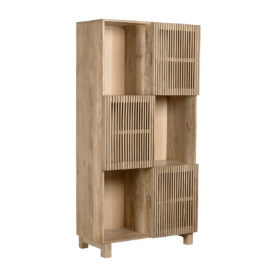 Lucille, wandkast Lucille, wandkast, bruine wandkast, houten wandkast, kast, vakkenkast, Hoge wandkast, opbergkast, Mangohouten kast