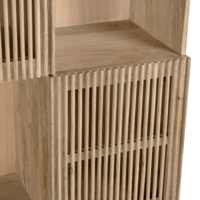wandkast Lucille, wandkast, bruine wandkast, houten wandkast, kast, vakkenkast, Hoge wandkast, opbergkast, Mangohouten kast