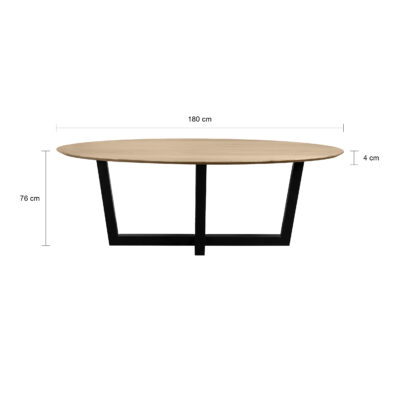 eettafel Sofia van 180x90 cm, mangohouten eettafel, eettafel Sofia, eettafel, ovale eettafel, eettafel ovaal 180x90 cm, tafel, eettafel ovaal,
