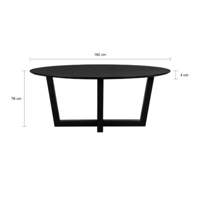 eettafel Sofia, eettafel, zwarte ovale eettafel, eettafel ovaal 180x90 cm, Zwarte eettafel met W poot, tafel, eettafel ovaal, zwarte eettafel,