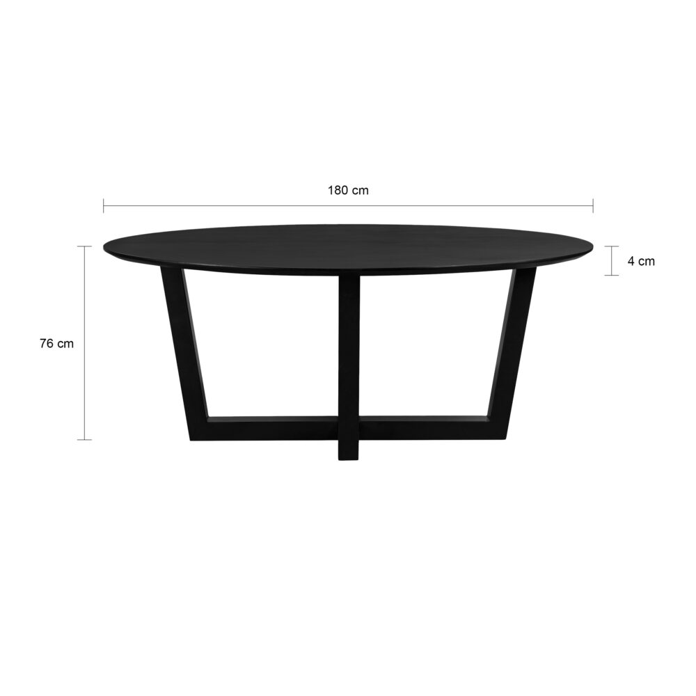 zwarte eettafel Sofia, eettafel Sofia, eettafel, mangohouten eettafel, zwarte ovale eettafel, eettafel ovaal 220x100 cm, tafel,