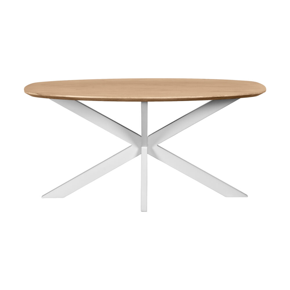 eettafel, eettafel Sofia, witte kruispoot, Deens ovale eettafel, eettafel deens ovaal 160x90 cm, tafel, mangohouten eettafel,