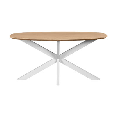 eettafel, eettafel Sofia, witte kruispoot, Deens ovale eettafel, eettafel deens ovaal 160x90 cm, tafel, mangohouten eettafel,