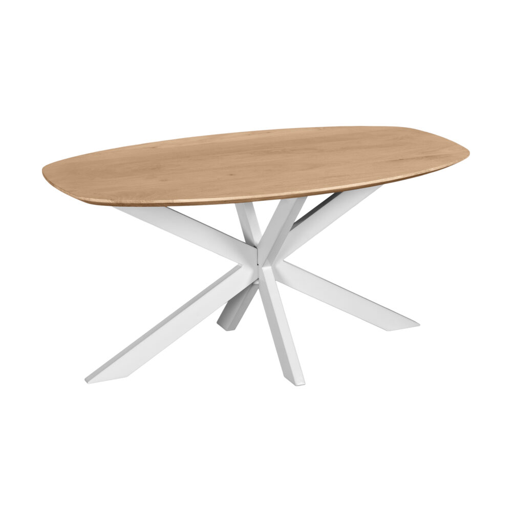 eettafel, eettafel Sofia, witte kruispoot, Deens ovale eettafel, eettafel deens ovaal 160x90 cm, tafel, mangohouten eettafel,