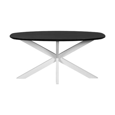 eettafel Sofia, Deens ovale eettafel, eettafel deens ovaal 160x90 cm, tafel, witte kruispoot, zwarte eettafel, eettafel,