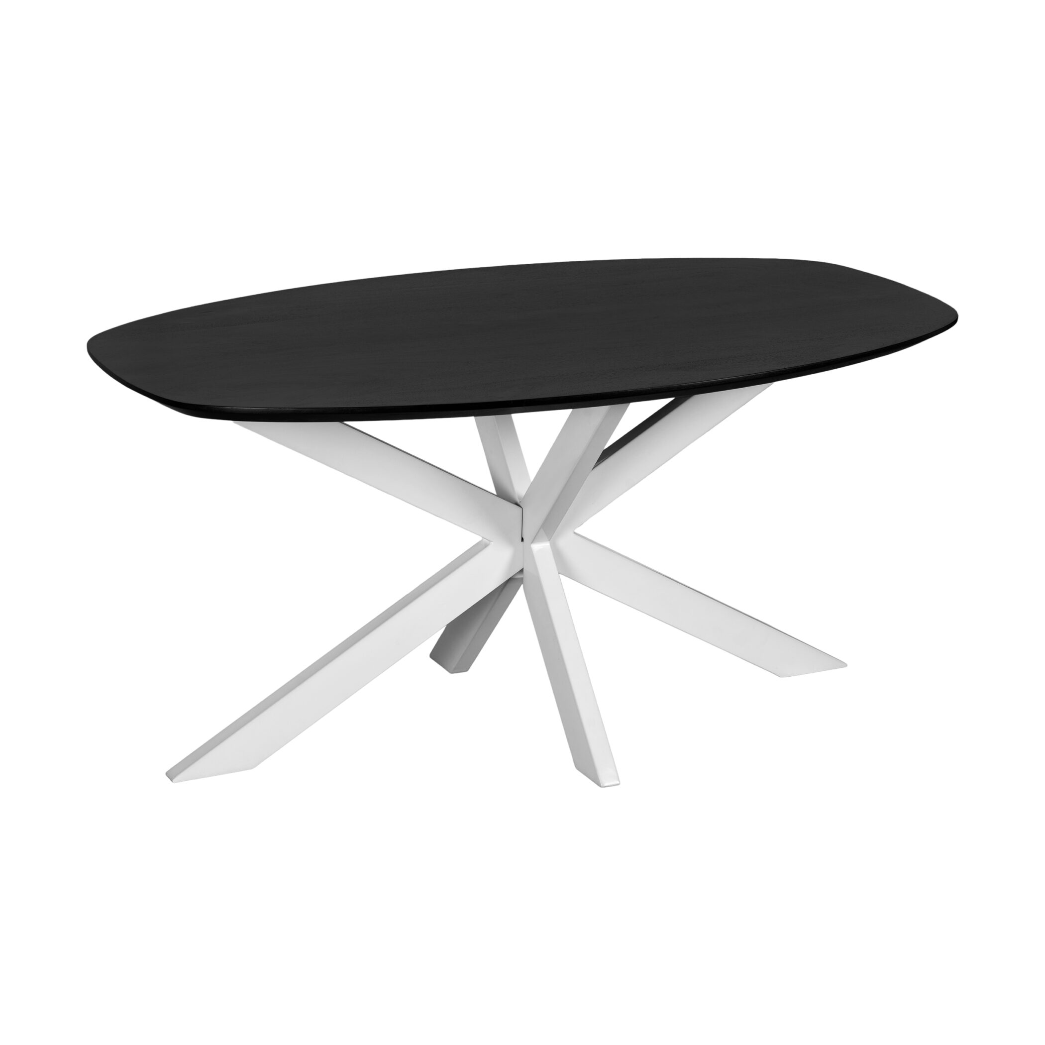 QUVIO Eettafel Sofia - Deens ovaal - 160x90 cm - Witte kruispoot - FSC® gecertificeerd mangohout - Zwart