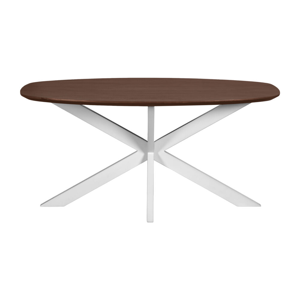 eettafel Sofia, mangohouten eettafel, witte kruispoot, Deens ovale eettafel, bruine eettafel, eettafel, tafel, eettafel deens ovaal 160x90 cm,