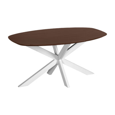 eettafel Sofia, mangohouten eettafel, witte kruispoot, Deens ovale eettafel, bruine eettafel, eettafel, tafel, eettafel deens ovaal 160x90 cm,