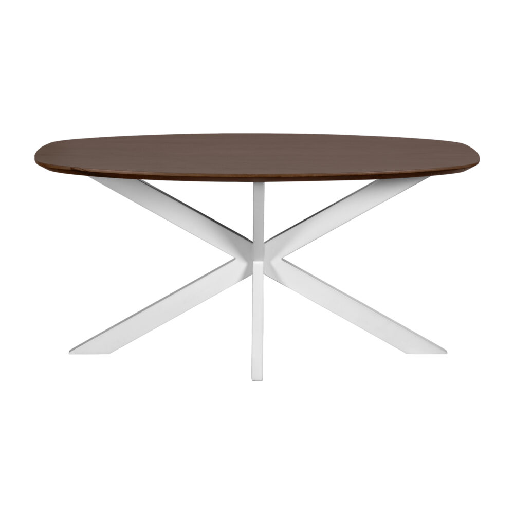 eettafel Sofia, tafel, eettafel, Deens ovale eettafel, witte kruispoot, mangohouten eettafel, eettafel deens ovaal 160x90 cm,