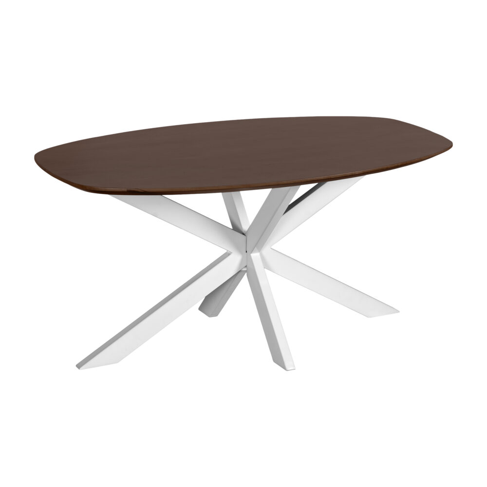 eettafel Sofia, tafel, eettafel, Deens ovale eettafel, witte kruispoot, mangohouten eettafel, eettafel deens ovaal 160x90 cm,