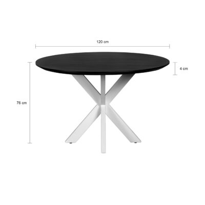 ronde tafel van 120 cm, tafel, eettafel Sofia, ronde eettafel, eettafel rond 120 cm, Witte kruispoot