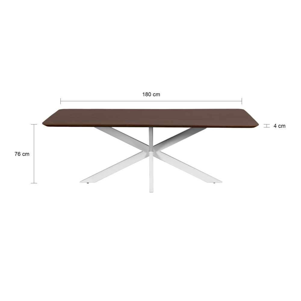 rechthoekige eettafel, eettafel Sofia, eettafel, eettafel 180x90 cm, tafel, eettafel mangohout, Witte kruispoot
