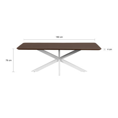 rechthoekige eettafel, eettafel Sofia, eettafel, eettafel 180x90 cm, tafel, eettafel mangohout, Witte kruispoot