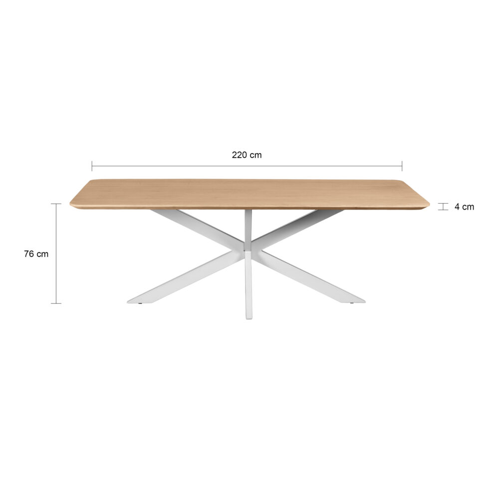 eettafel, eettafel Sofia, rechthoekige eettafel, grote tafel, eettafel 220x110, tafel, eettafel mangohout, witte kruispoot