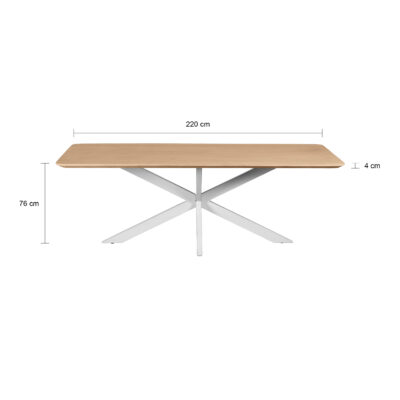 eettafel, eettafel Sofia, rechthoekige eettafel, grote tafel, eettafel 220x110, tafel, eettafel mangohout, witte kruispoot