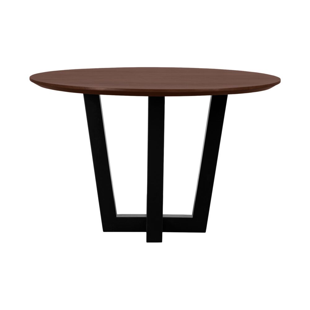bruine ronde eettafel van 120 cm, ronde tafel, eettafel Sofia, bruine ronde eettafel, eettafel rond, W poot, mangohouten eettafel,