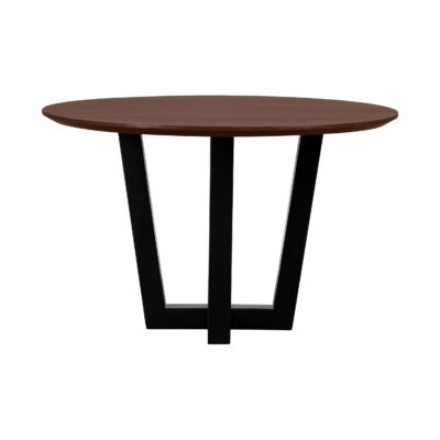 bruine ronde eettafel van 120 cm, ronde tafel, eettafel Sofia, bruine ronde eettafel, eettafel rond, W poot, mangohouten eettafel,