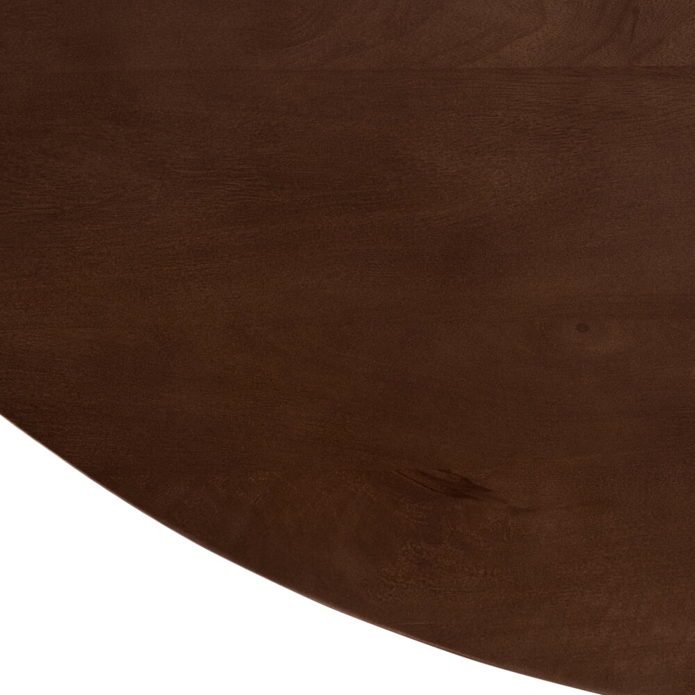 bruine ronde eettafel van 120 cm, ronde tafel, eettafel Sofia, bruine ronde eettafel, eettafel rond, W poot, mangohouten eettafel,