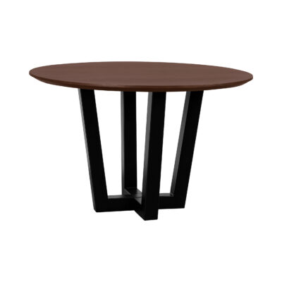 bruine ronde eettafel van 120 cm, ronde tafel, eettafel Sofia, bruine ronde eettafel, eettafel rond, W poot, mangohouten eettafel,