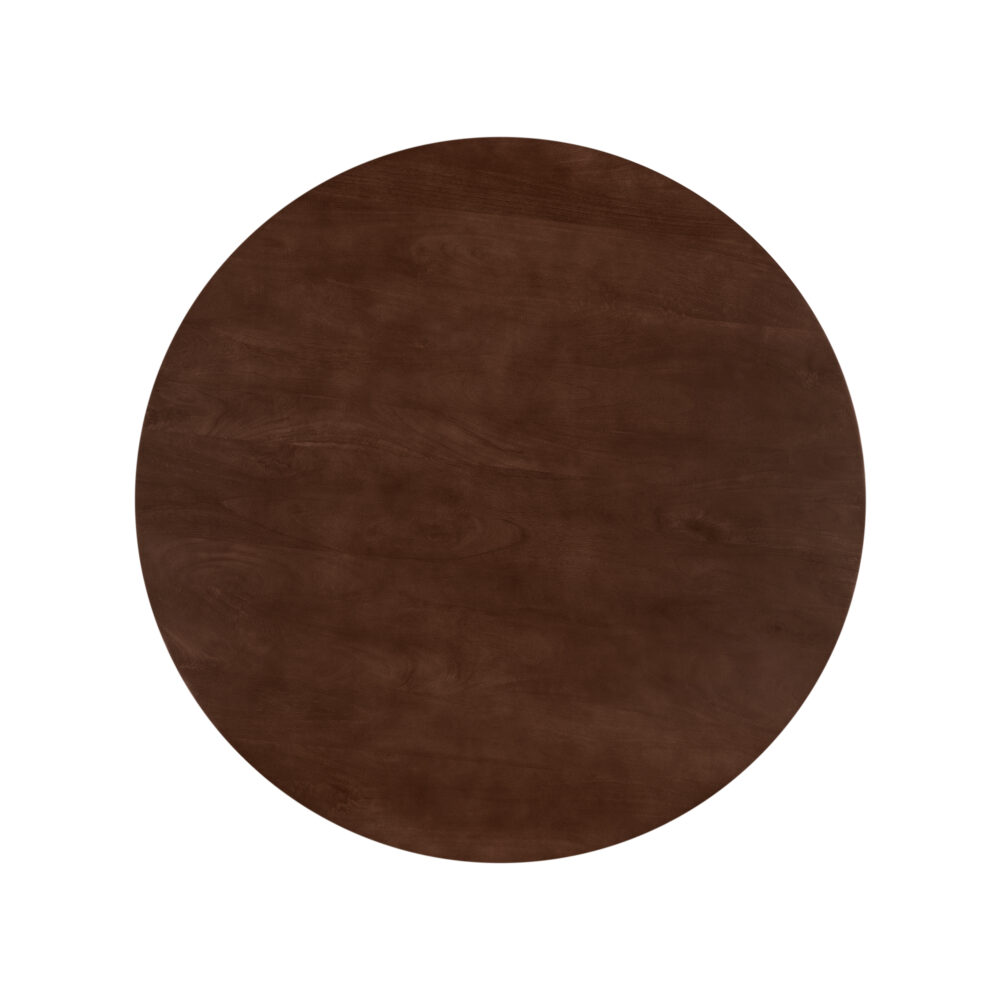 bruine ronde eettafel van 120 cm, ronde tafel, eettafel Sofia, bruine ronde eettafel, eettafel rond, W poot, mangohouten eettafel,