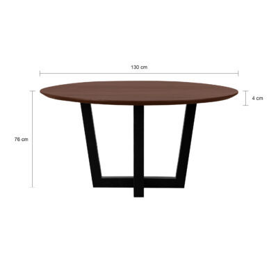zwarte W-poot, eettafel Sofia, ronde eettafel, eettafel, tafel, Ronde eettafel van 130 cm,