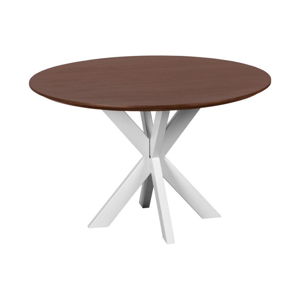 witte X poot, eettafel Sofia, ronde eettafel, Witte kruispoot,eettafel 120 cm, tafel, Eettafel, Ronde eettafel van 120 cm,