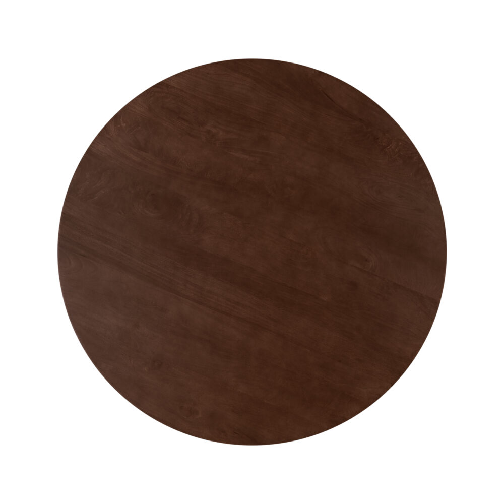 Ronde eettafel Sofia, ronde eettafel, bruine eettafel, ronde eettafel van 130 cm, eettafel rond, witte kruispoot, tafel,