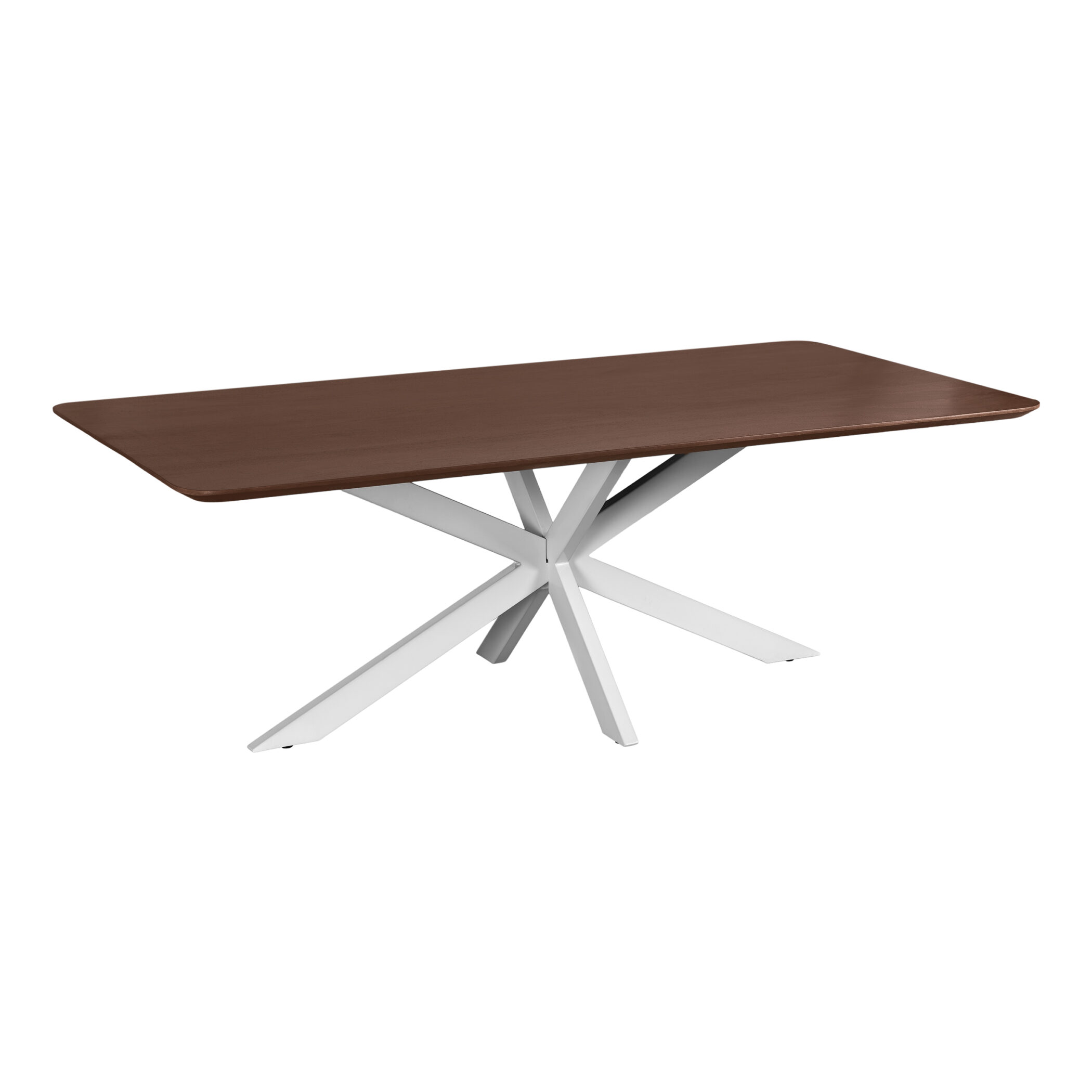 QUVIO Eettafel Sofia - Rechthoekig - Witte kruispoot - FSC®-gecertificeerd mangohout - 180x90 cm - Bruin