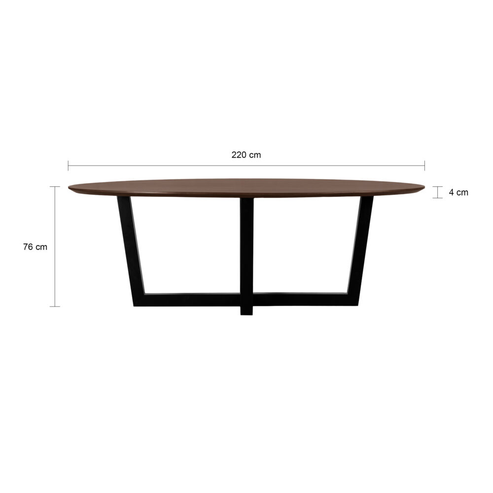 eettafel Sofia, ovale eettafel, tafel, eettafel ovaal, bruine eettafel, eettafel, eettafel van 220x100 cm,