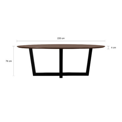 eettafel Sofia, ovale eettafel, tafel, eettafel ovaal, bruine eettafel, eettafel, eettafel van 220x100 cm,