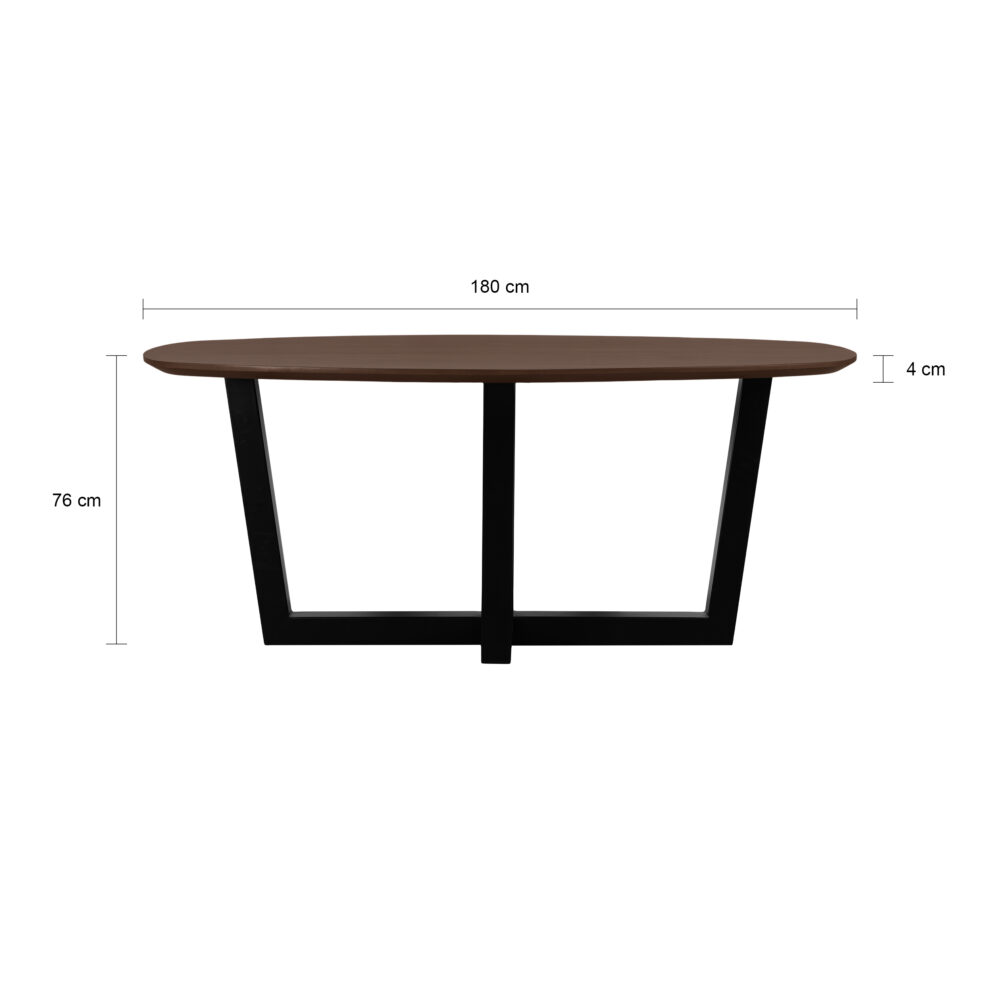 eettafel Sofia, Deens ovale eettafel, Deens ovale eettafel, tafel, eettafel Deens ovaal, bruine eettafel, eettafel van 180x90, eettafel,