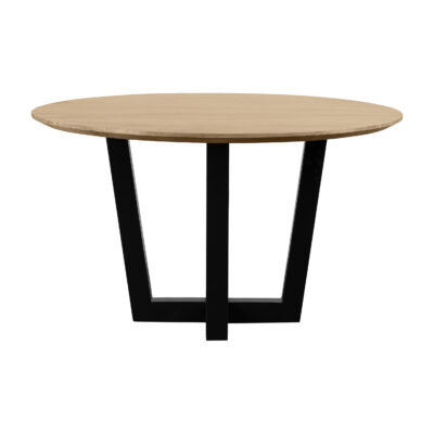 ronde tafel van 130 cm, eettafel Sofia, eettafel, zwarte W-poot, ronde eettafel, tafel, Naturel mangohout,Ronde tafel