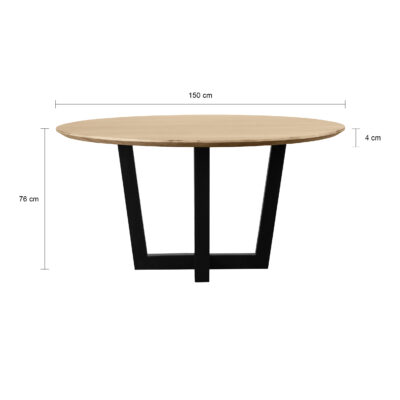 zwarte W-poot, eettafel Sofia, eettafel, rond tafelblad van 150 cm, ronde eettafel, tafel, Ronde eettafel van 150 cm,