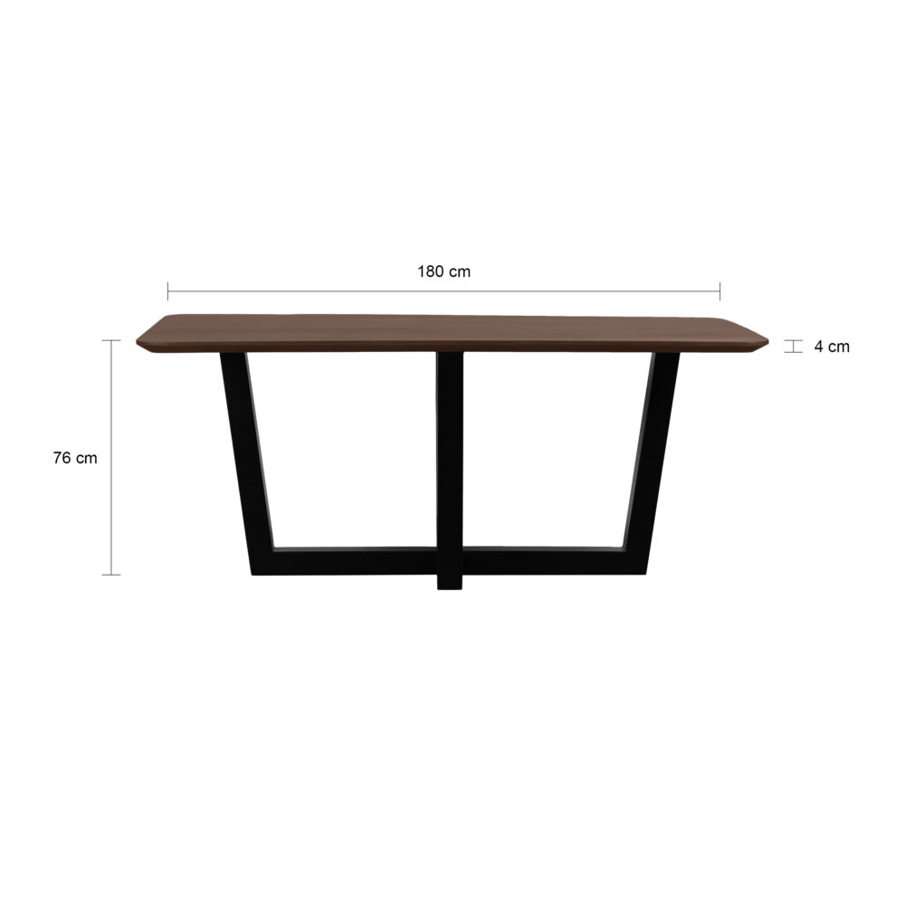 eettafel Sofia, rechthoekige eettafel, bruine eettafel, tafel, eettafel, bruine eettafel van mangohout, eettafel van 180x90 cm,