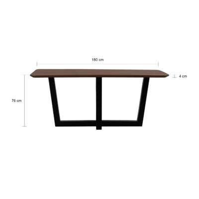eettafel Sofia, rechthoekige eettafel, bruine eettafel, tafel, eettafel, bruine eettafel van mangohout, eettafel van 180x90 cm,