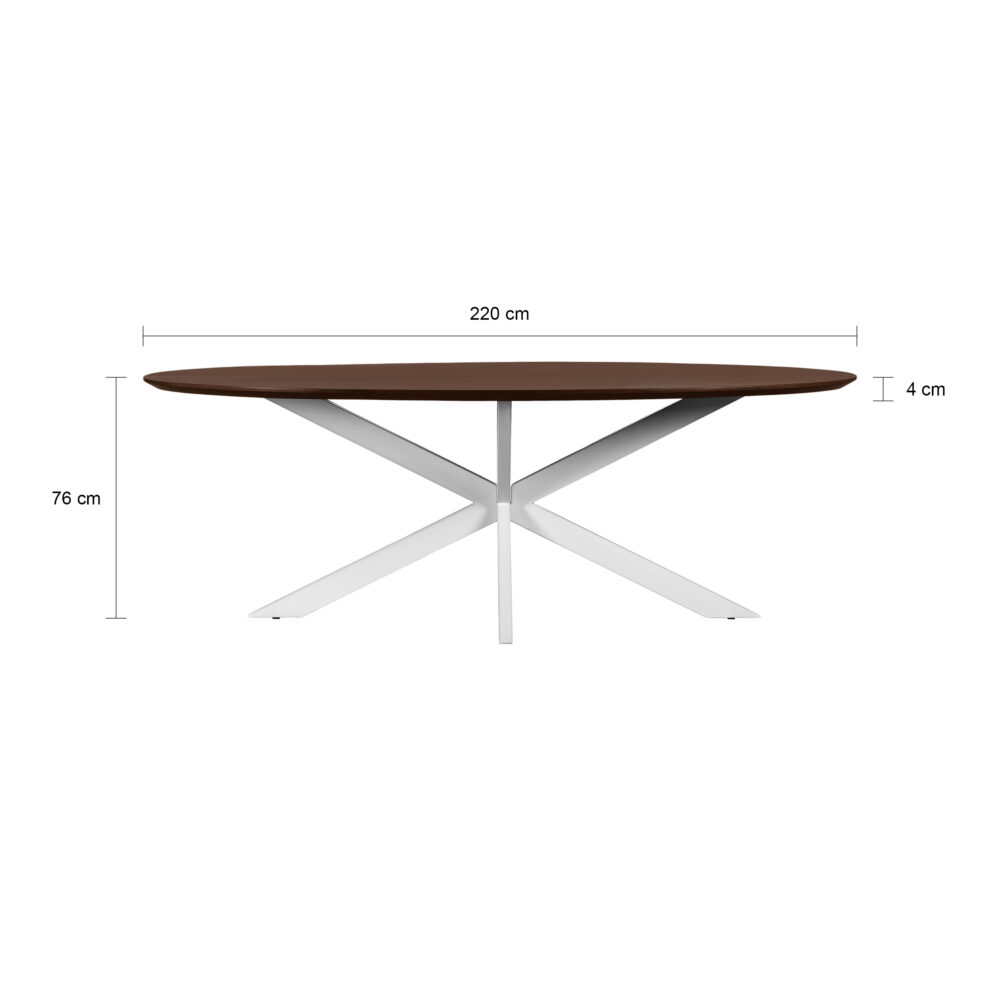 eettafel Sofia, ovale eettafel, tafel, eettafel ovaal, bruine eettafel van 220x100 cm,