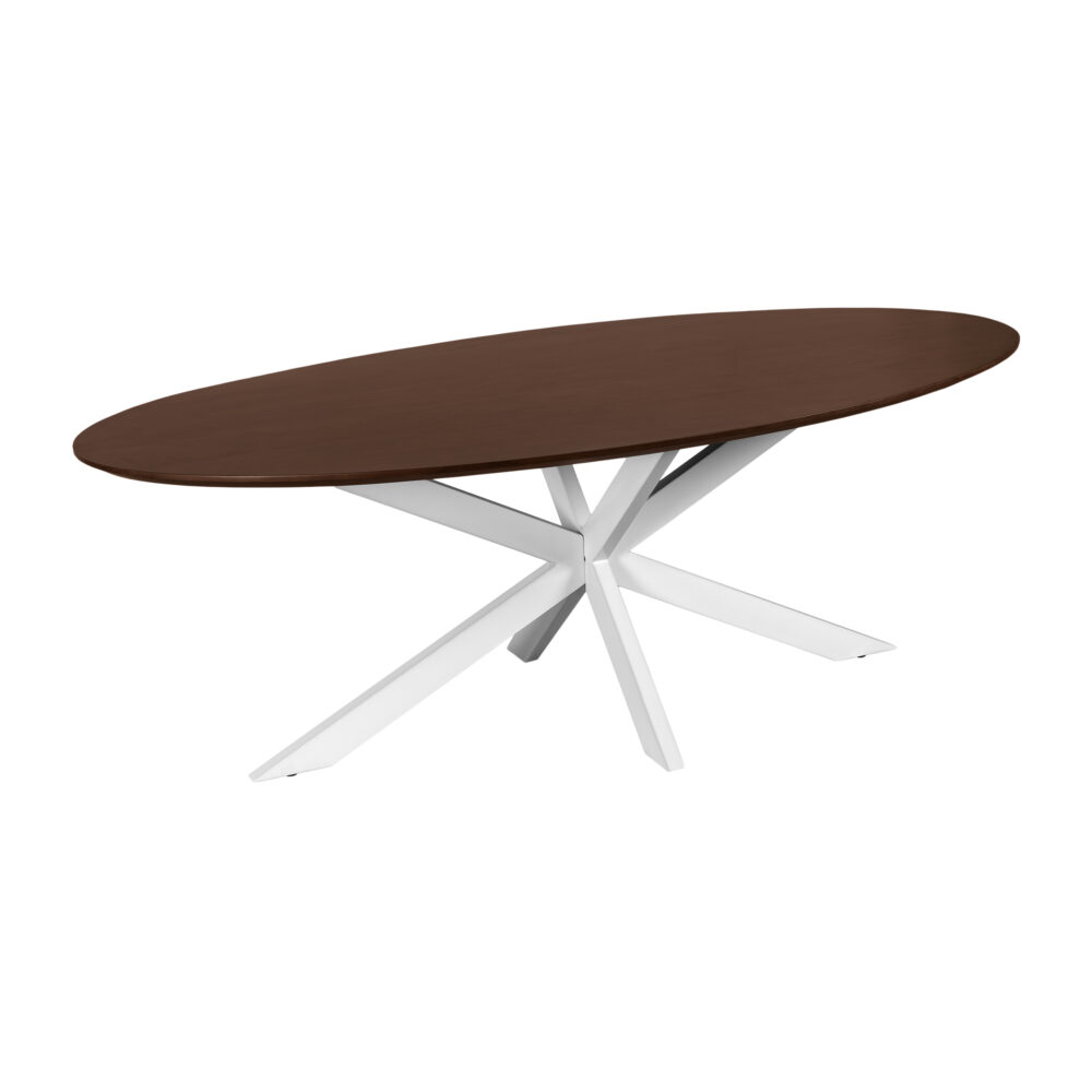eettafel Sofia, ovale eettafel, tafel, eettafel ovaal, bruine eettafel van 220x100 cm,