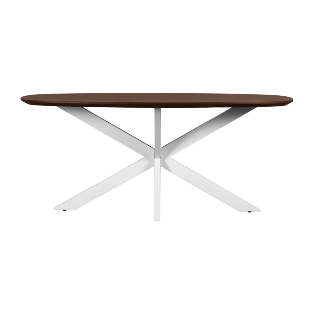 tafel, eettafel Sofia, Deens ovale eettafel, bruine eettafel, eettafel van 180x90 cm,
