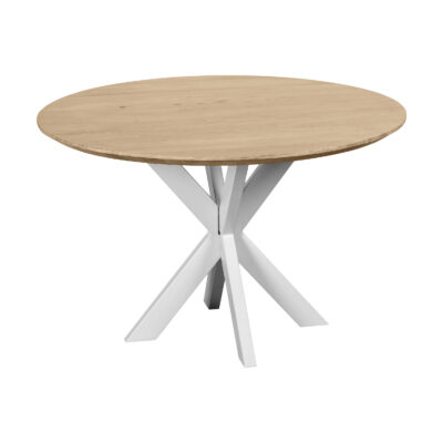 ronde eettafel Sofia, ronde eettafel, Eettafel, ronde eettafel 120 cm, eettafel mangohout, witte kruispoot, tafel, eettafel naturel, eettafel rond,