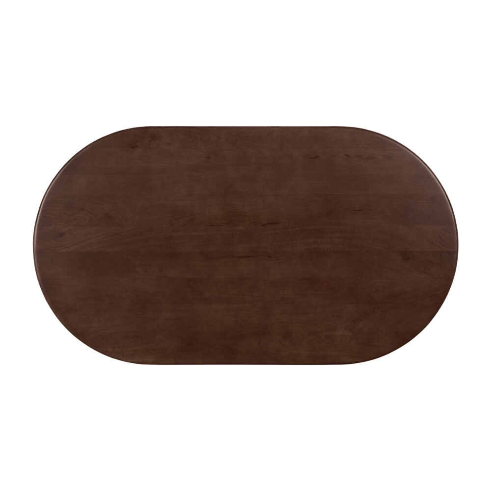 bruine ovale eettafel, ovale eettafel, eettafel ovaal, ovale eettafel 160 cm, mangohouten eettafel, eettafel ovaal van 160 cm