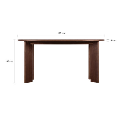 bruine ovale eettafel, ovale eettafel, eettafel ovaal, ovale eettafel 160 cm, mangohouten eettafel, eettafel ovaal van 160 cm