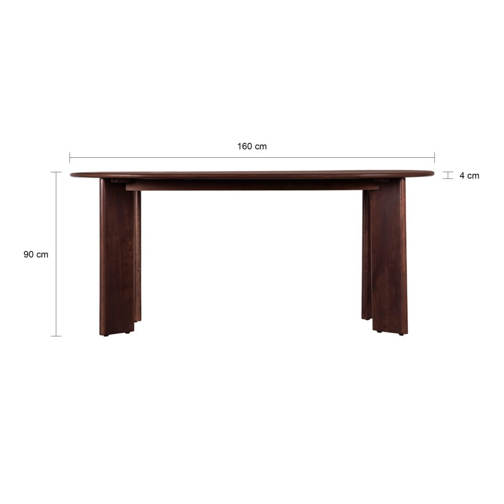 ovale eettafel, eettafel ovaal, tafel, ovale eettafel 160 cm, eettafel walnoot bruin, Eettafel, mangohouten eettafel, eettafel 160 cm