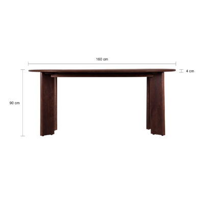 ovale eettafel, eettafel ovaal, tafel, ovale eettafel 160 cm, eettafel walnoot bruin, Eettafel, mangohouten eettafel, eettafel 160 cm