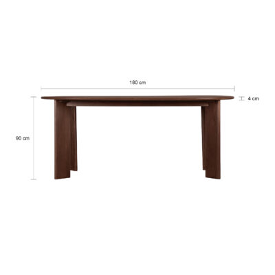 Lewis & Loft Eettafel Lila – Ovaal – 180 x 90 cm – FSC®-gecertificeerd mangohout – Bruin